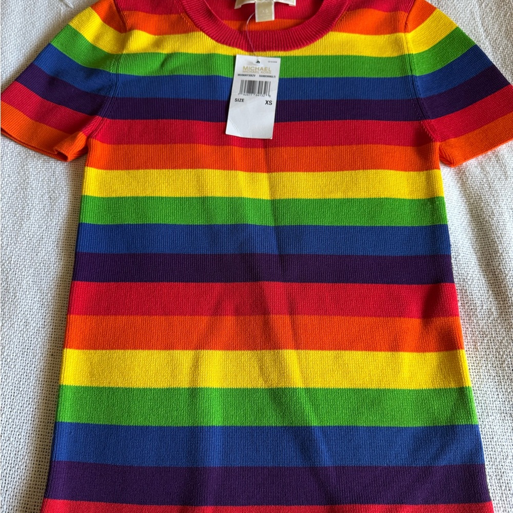 Authentic Michael Kors Rainbow Striped Top. Brand new with tags. SZ XS